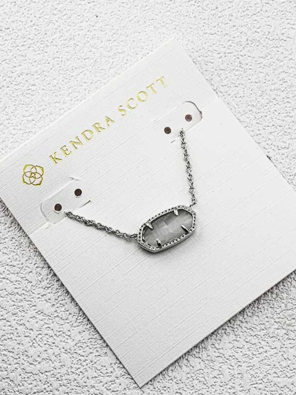 Kendra Scott Silver Gray Oval Pendant Necklace